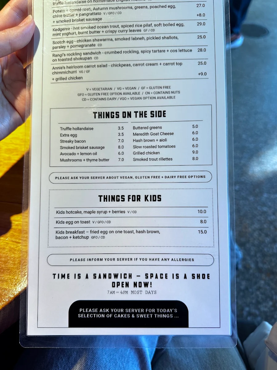 Menu, Code Black Coffee North Melbourne