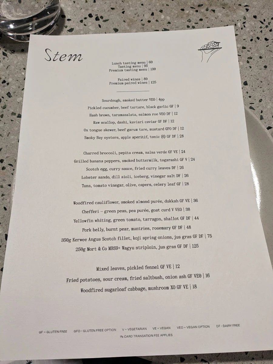 Menu, Canopy Bar