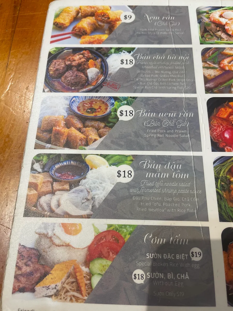 Menu, Mam Mam Bankstown Restaurant