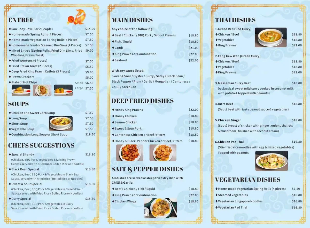 Menu, New Yong Chinese Takeaway