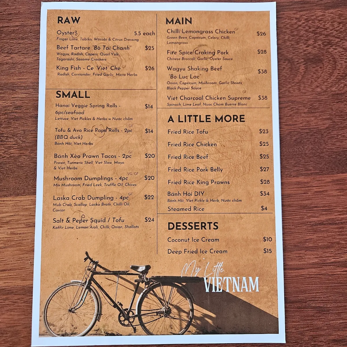 Menu, My Little Vietnam