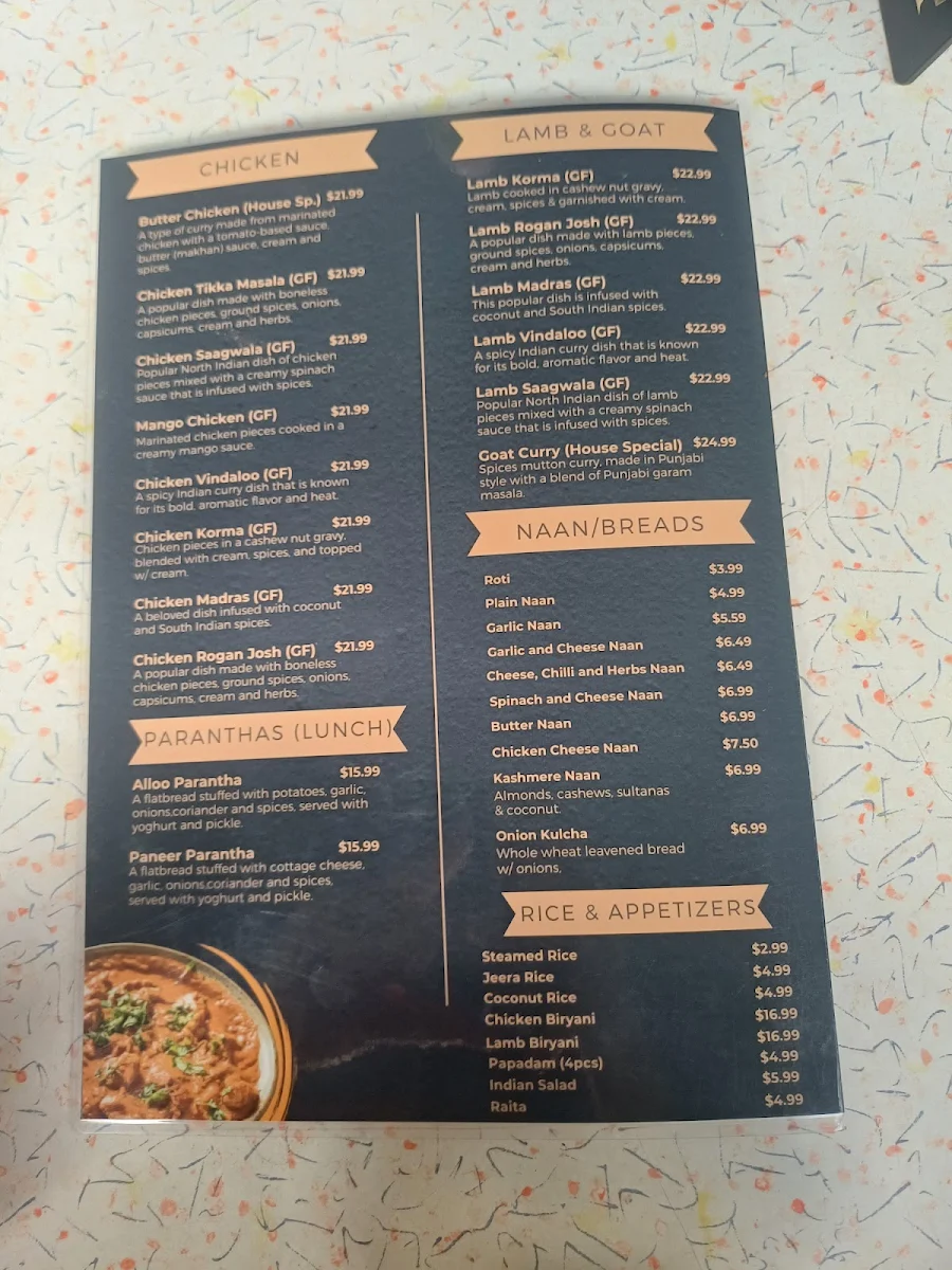 Menu, Saffron Cuisine - Indian Restaurant & Function Centre, Woolloongabba