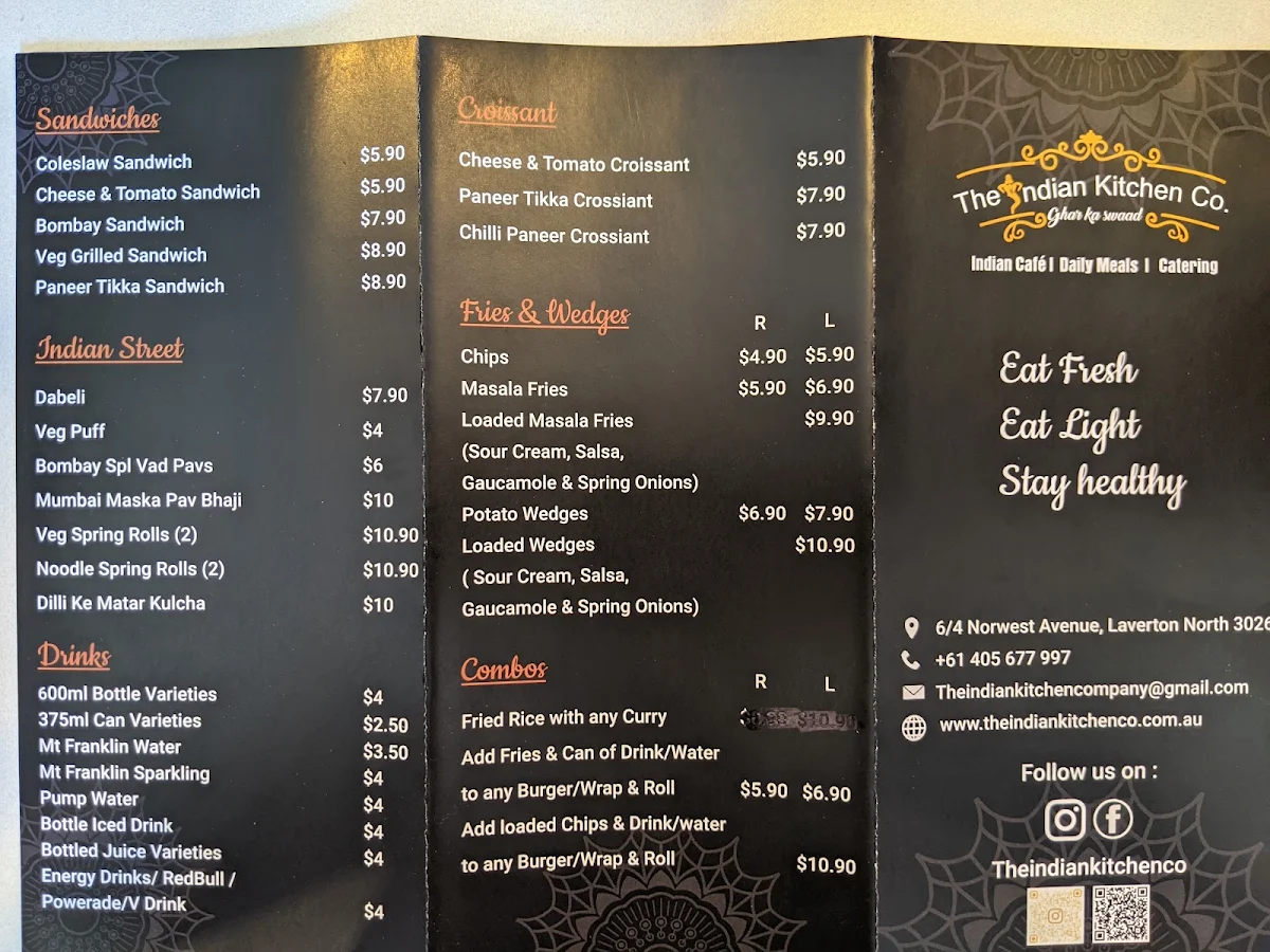 Menu, The Indian Kitchen co