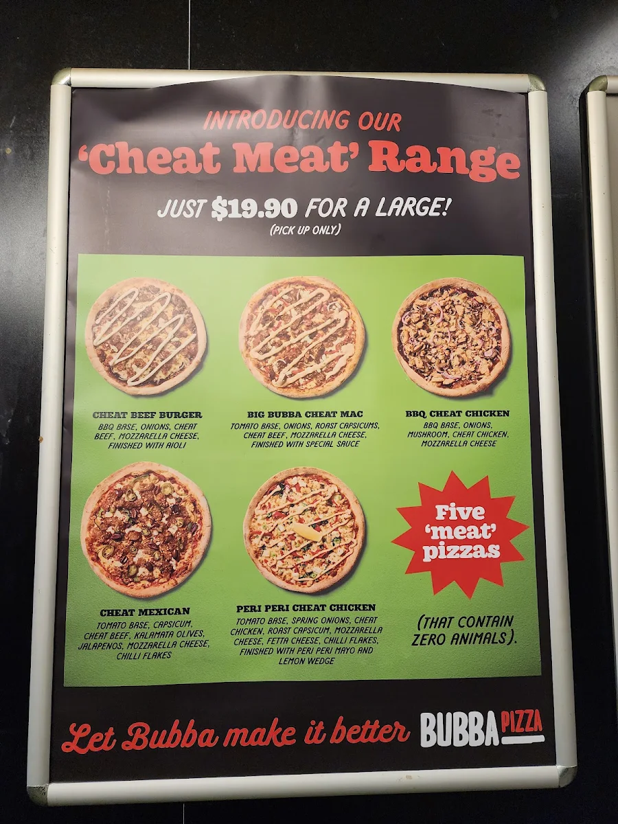 Menu, Bubba Pizza Torquay
