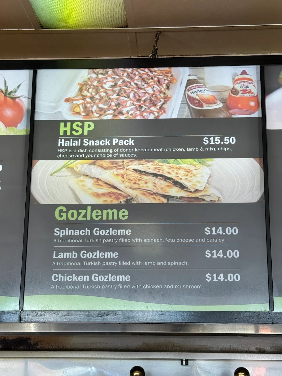 Menu, Baba’s Kebabs Mowbray