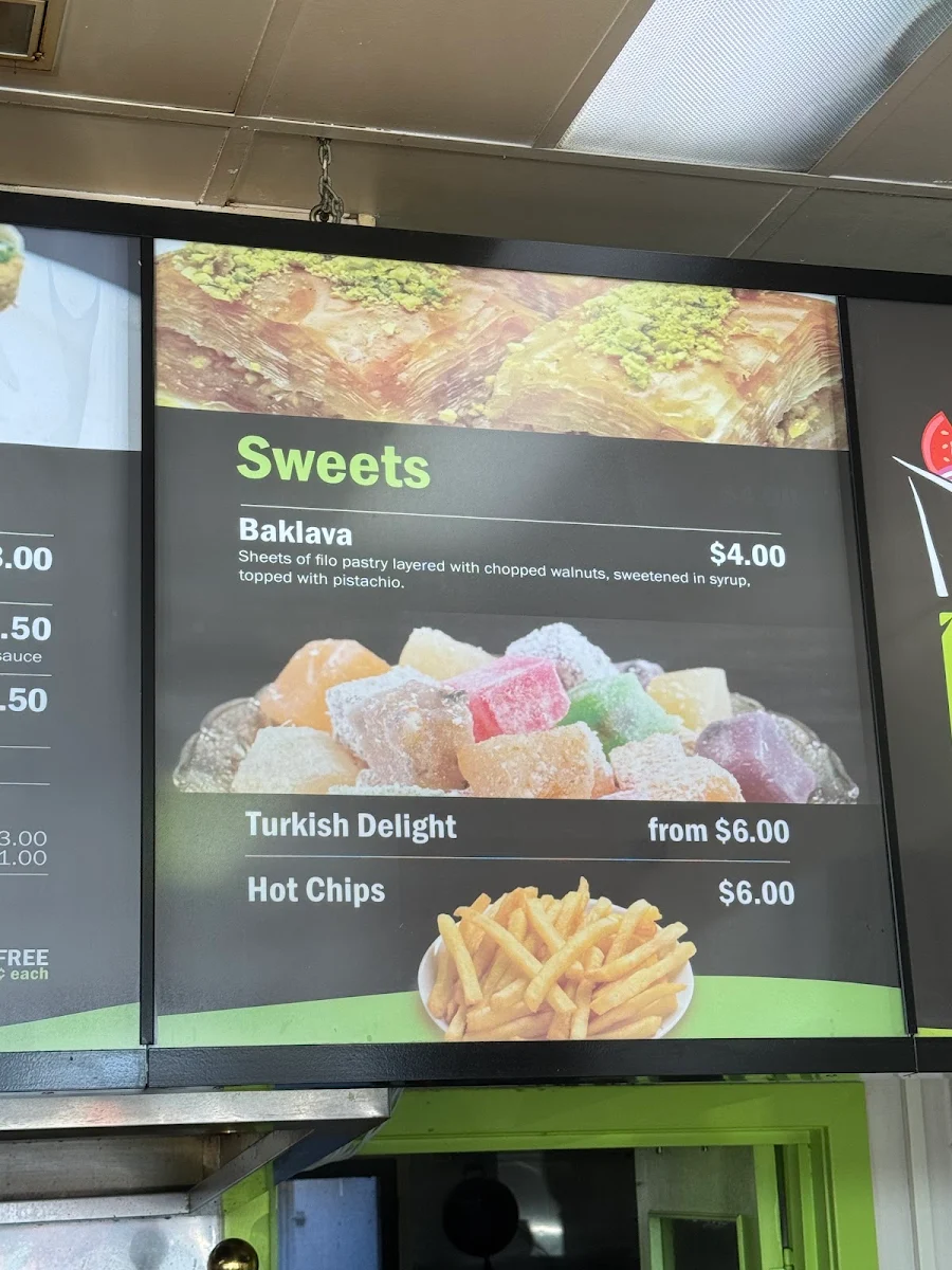 Menu, Baba’s Kebabs Mowbray