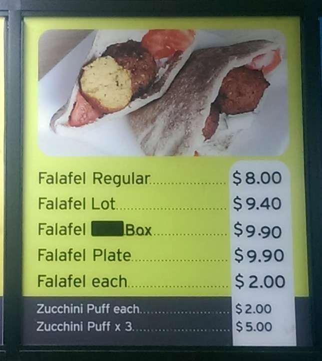 Menu, Baba’s Kebabs Mowbray