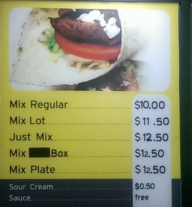 Menu, Baba’s Kebabs Mowbray