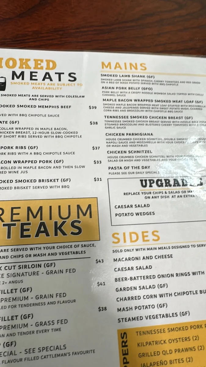 Menu, Glasshouse Tavern