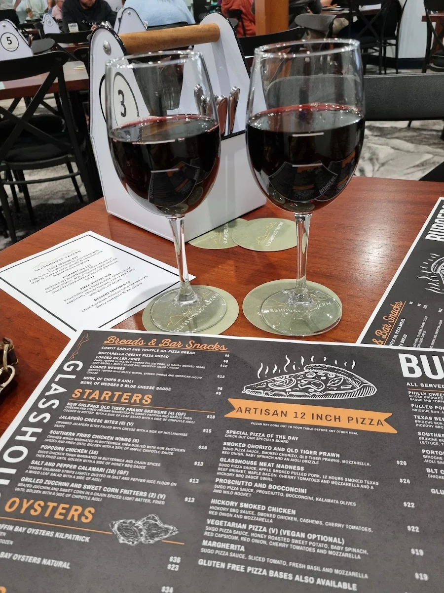 Menu, Glasshouse Tavern