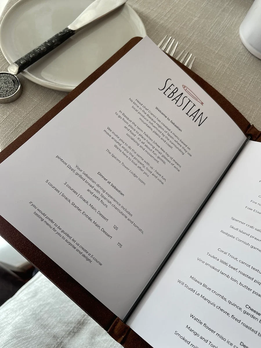 Menu, Tower Lodge Restaurant