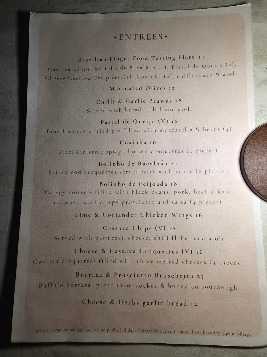 Menu, Bronte Belo City