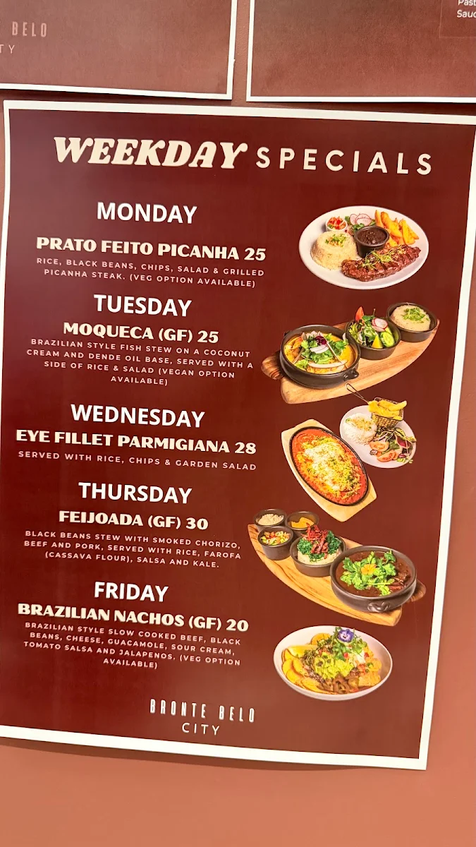 Menu, Bronte Belo City
