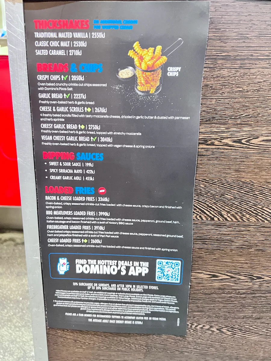 Menu, Domino's Pizza Carlton (VIC)