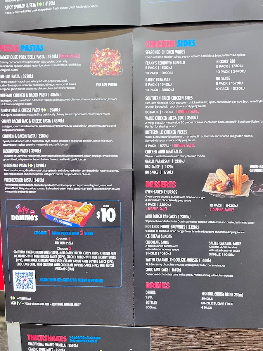 Menu, Domino's Pizza Carlton (VIC)