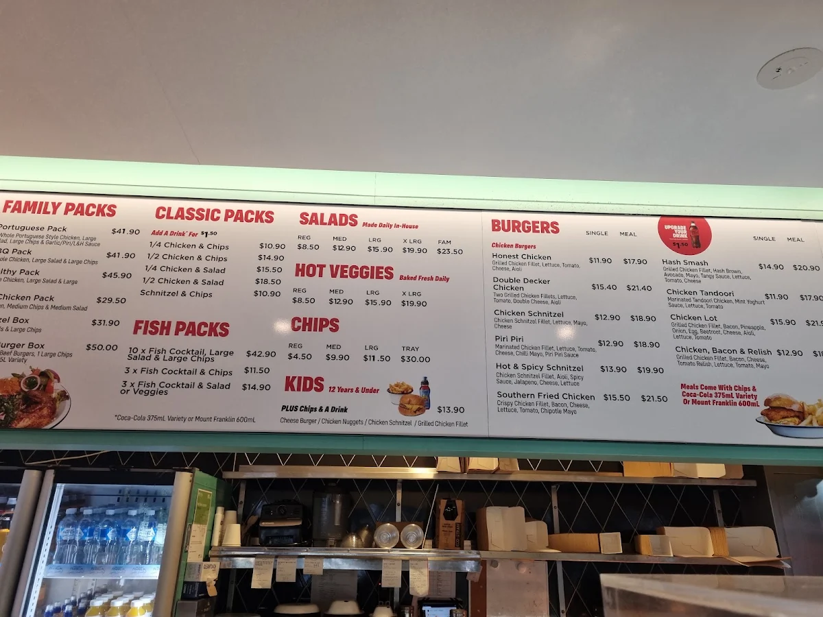 Menu, The Honest Chicken (Cherrybrook)