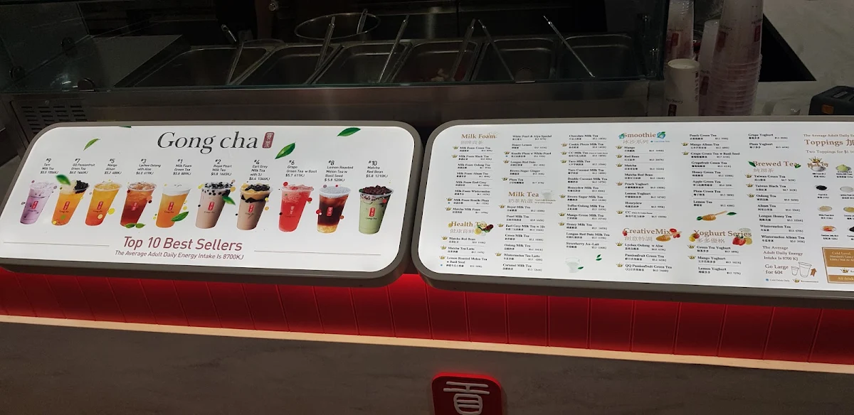 Menu, Gong Cha Bankstown Central