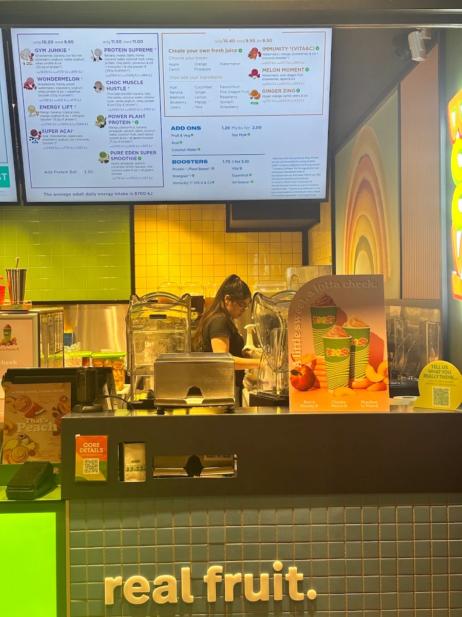 Menu, Boost Juice QV