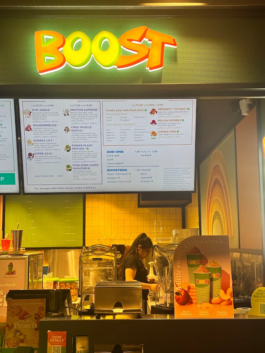 Menu, Boost Juice QV