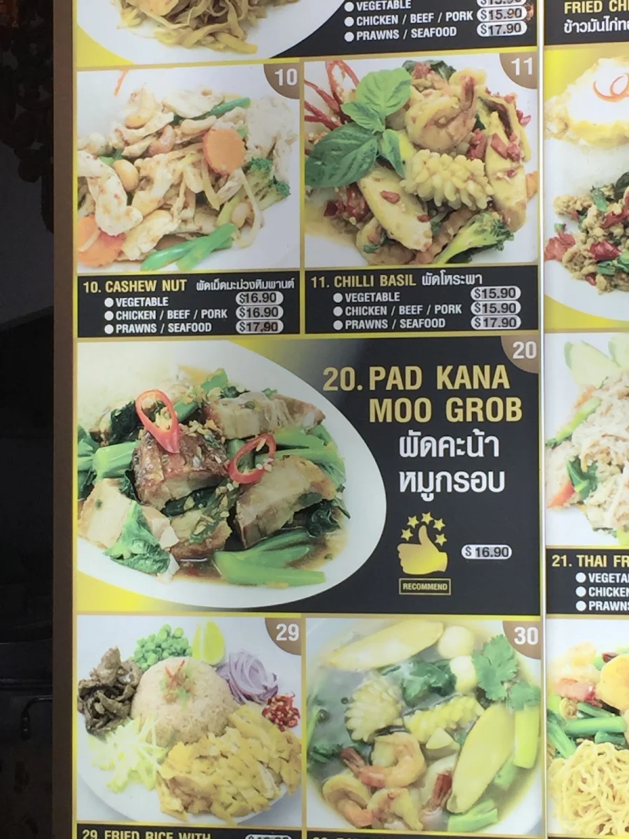 Menu, Yummy Thai Food