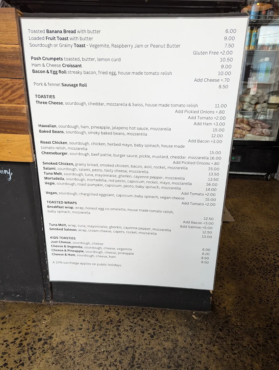 Menu, Cabin Coffee and Deli