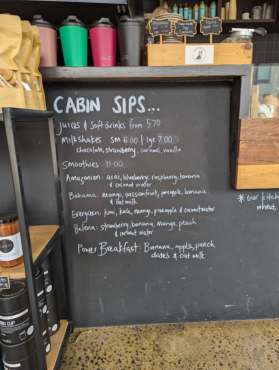 Menu, Cabin Coffee and Deli