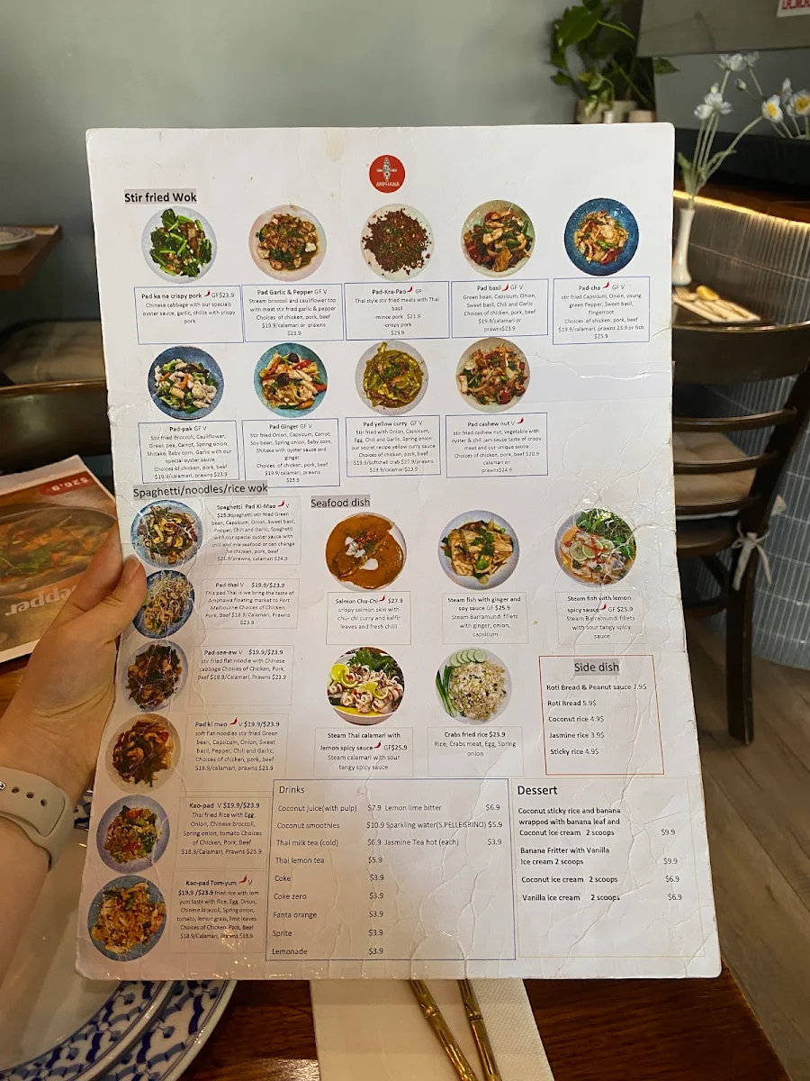 Menu, Amphawa cafe & Thai restaurant