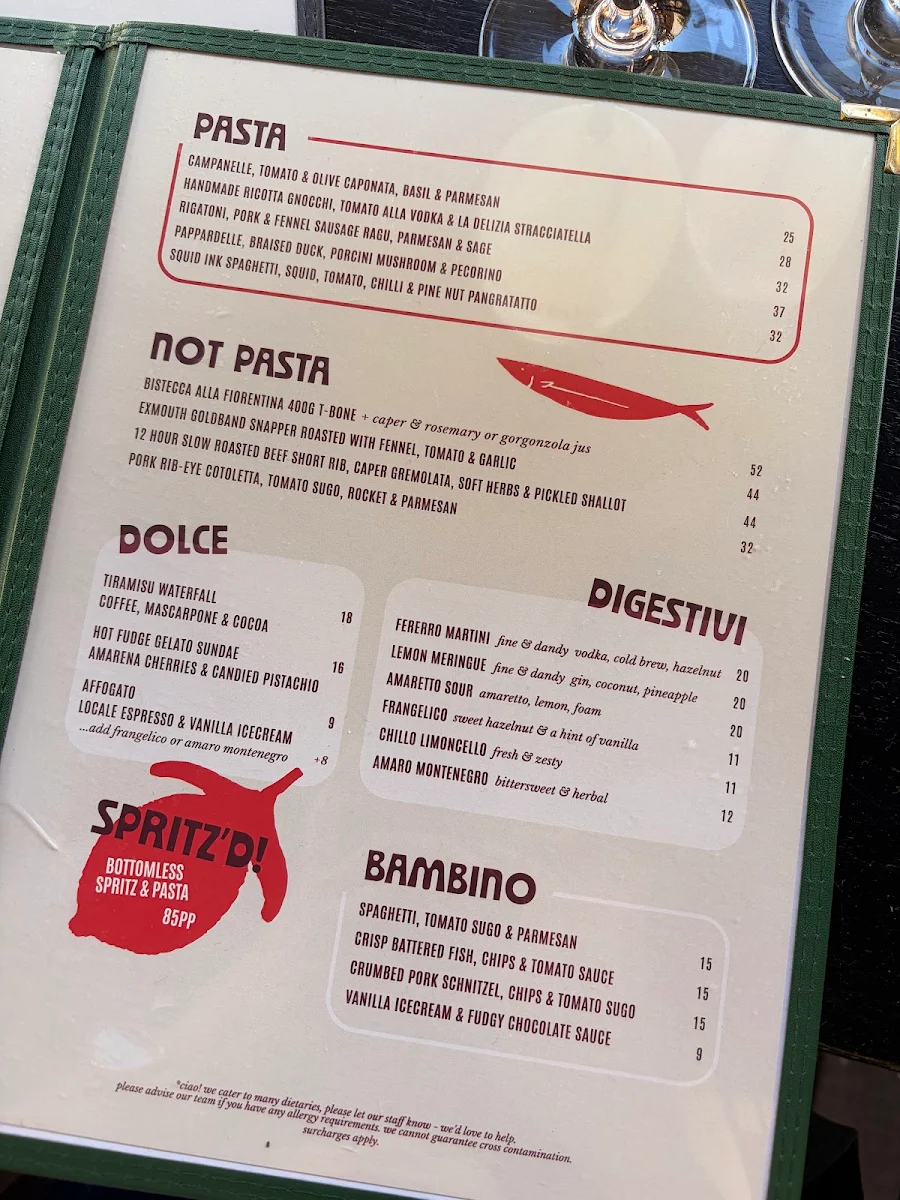 Menu, Ciao Dandy