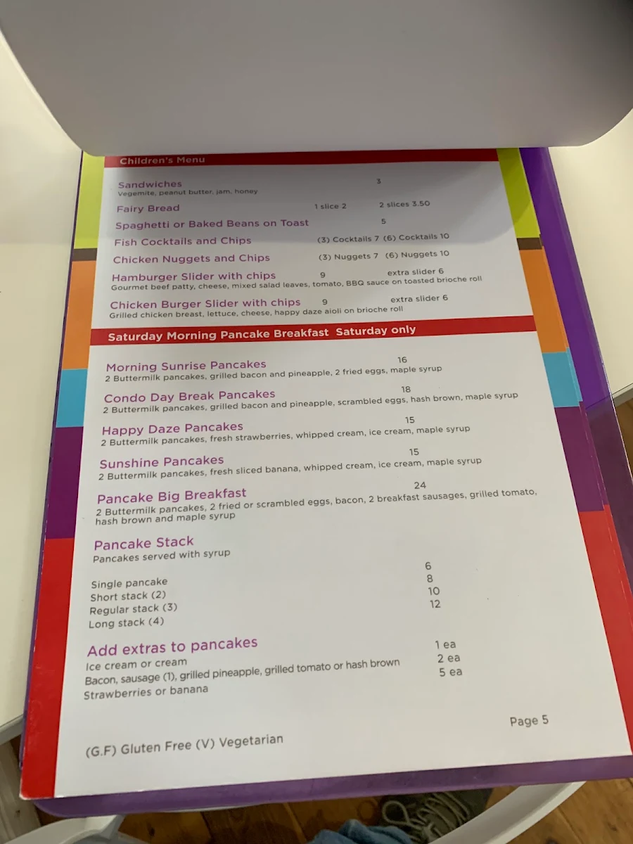 Menu, Happy Daze Coffee Lounge