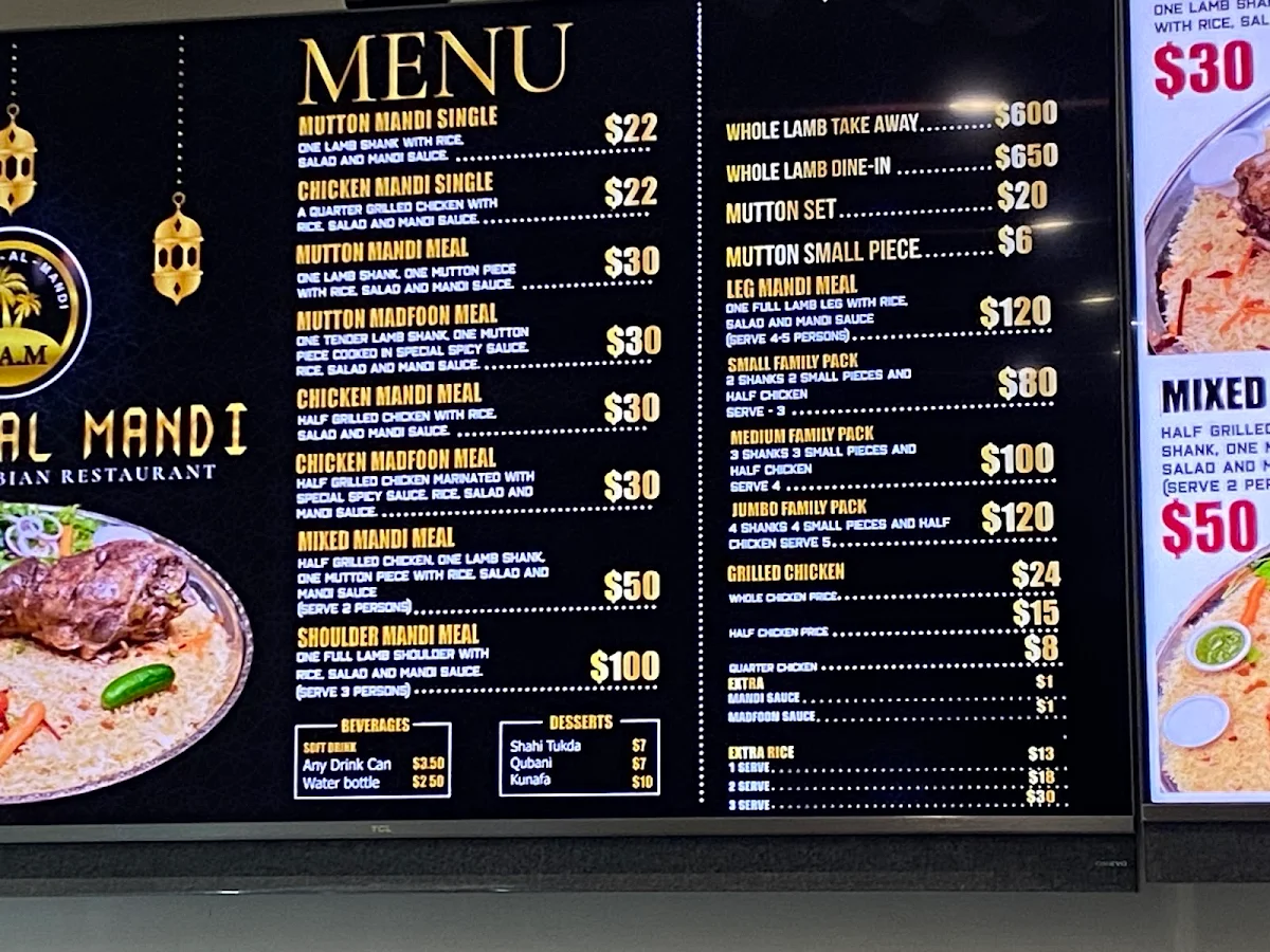 Menu, Mataam Al Mandi Surry Hills