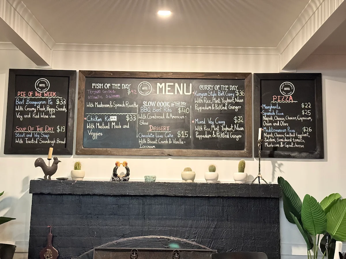 Menu, Port Campbell Hotel