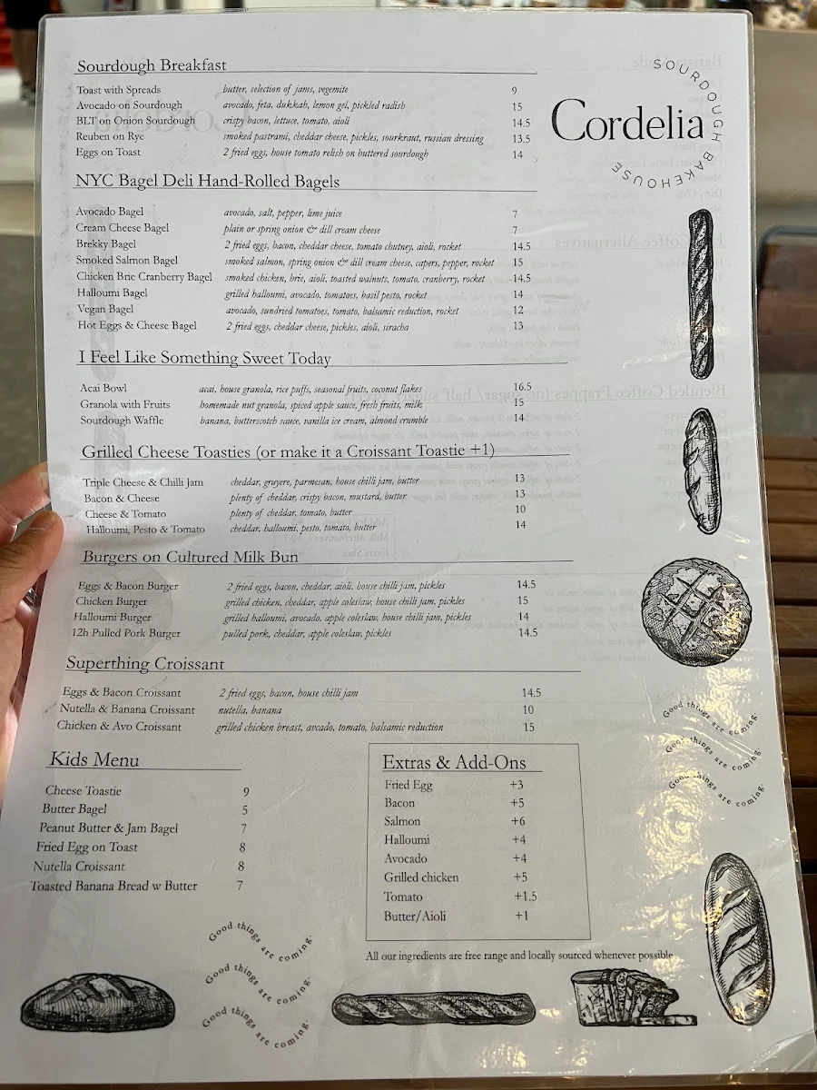 Menu, Cordelia Sourdough Bakehouse