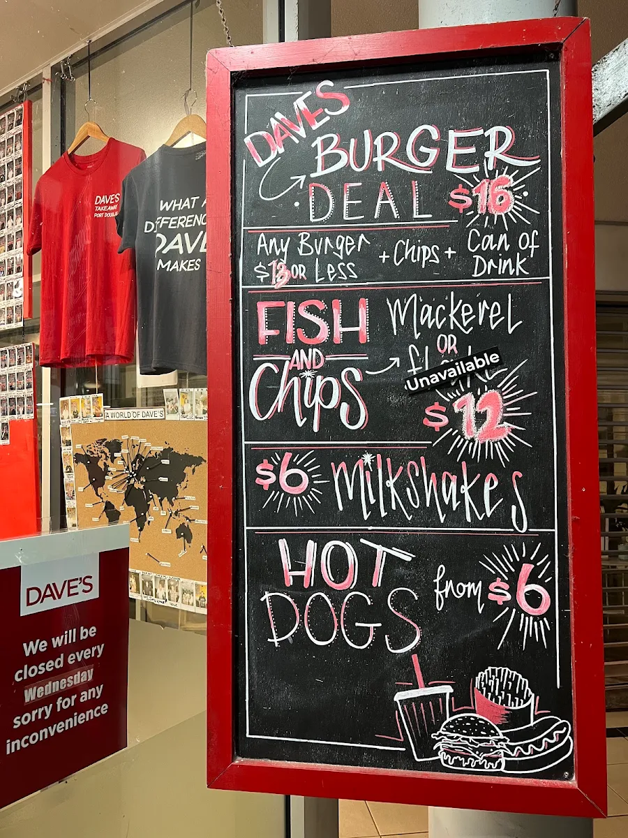 Menu, Dave's Takeaway Fish & Chips