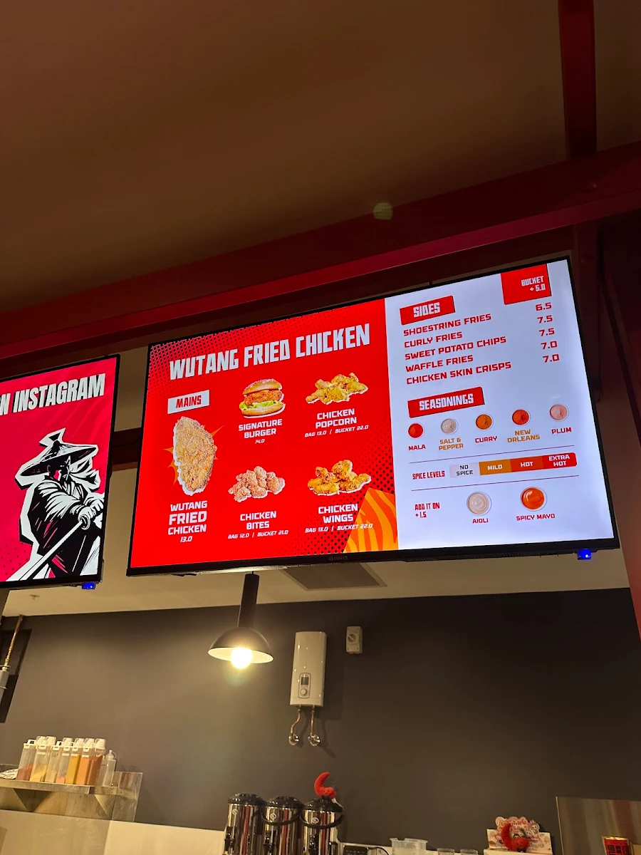 Menu, Wutang Fried Chicken Girrawheen