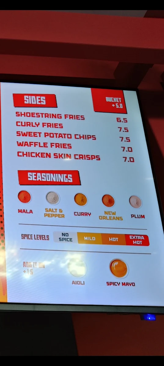 Menu, Wutang Fried Chicken Girrawheen