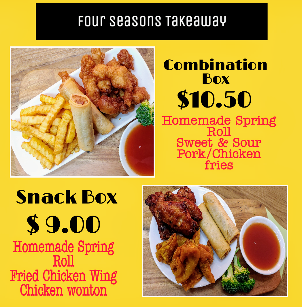 Menu, Four Seasons Take Away