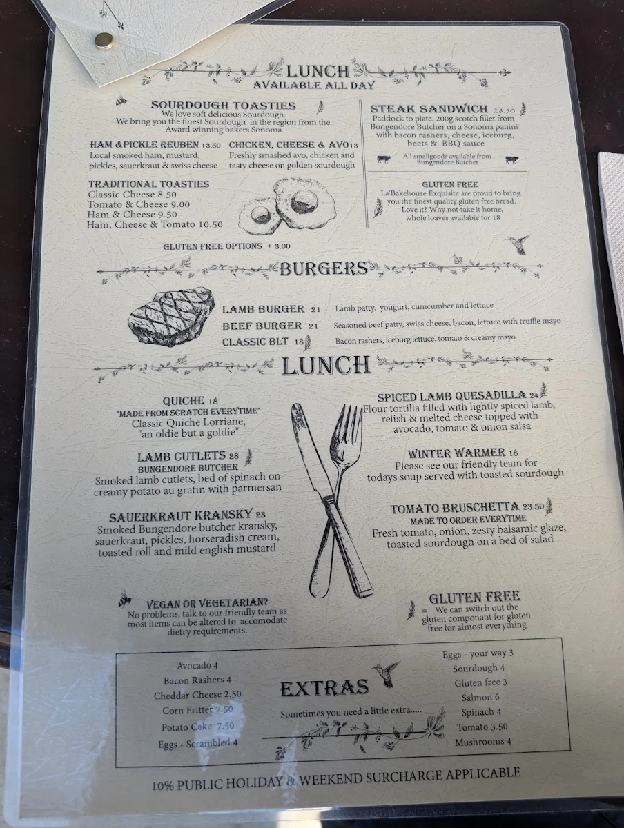 Menu, The Gathering Cafe