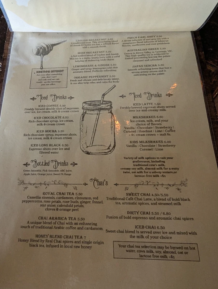 Menu, The Gathering Cafe