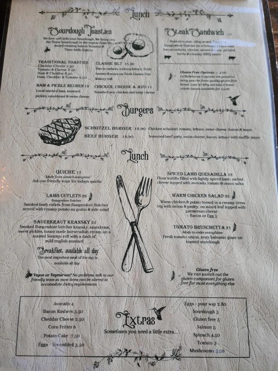 Menu, The Gathering Cafe