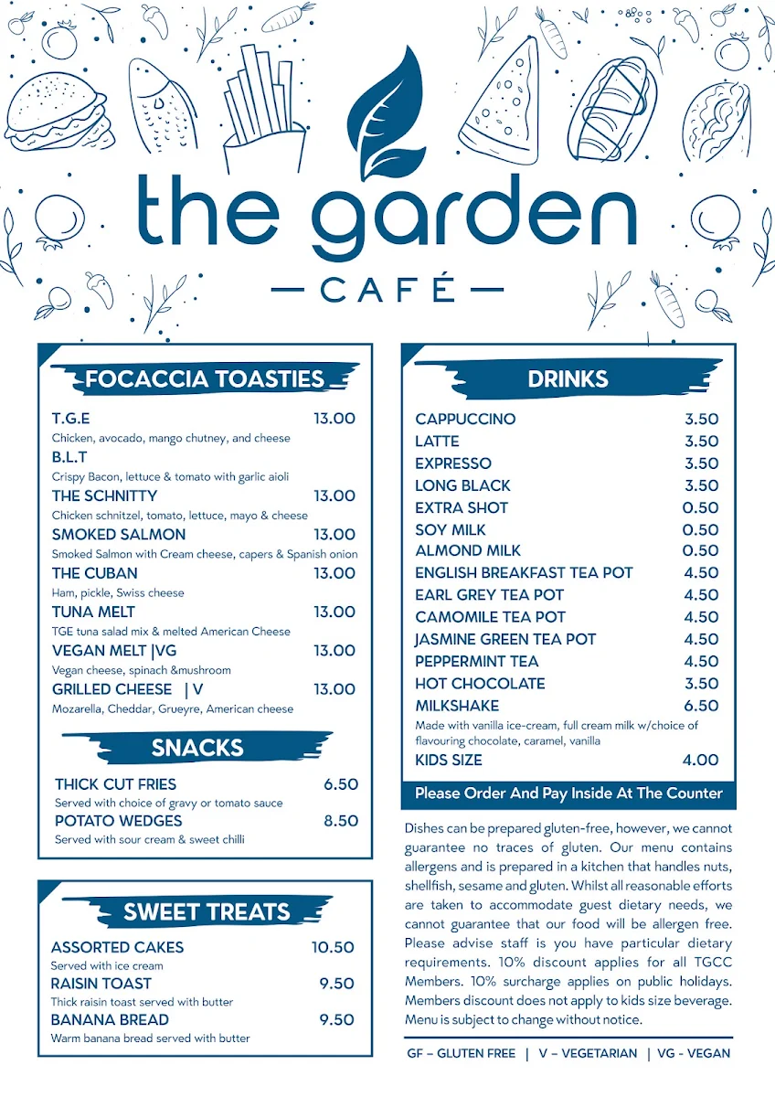 Menu, The Garden Eatery