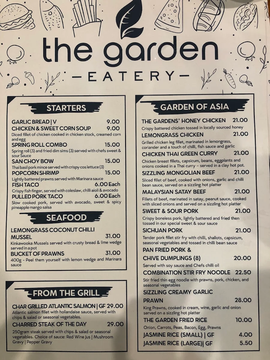 Menu, The Garden Eatery
