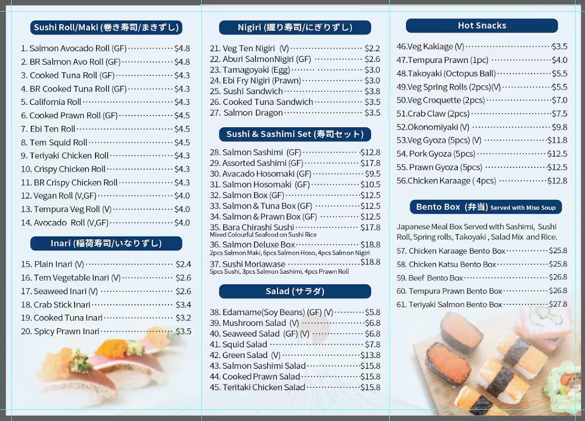 Menu, tatsu japanese cuisine