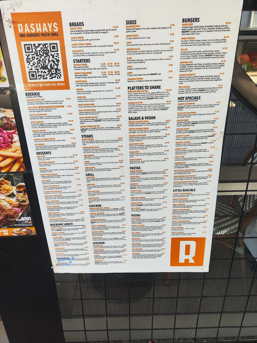 Menu, RASHAYS - Tuggeranong