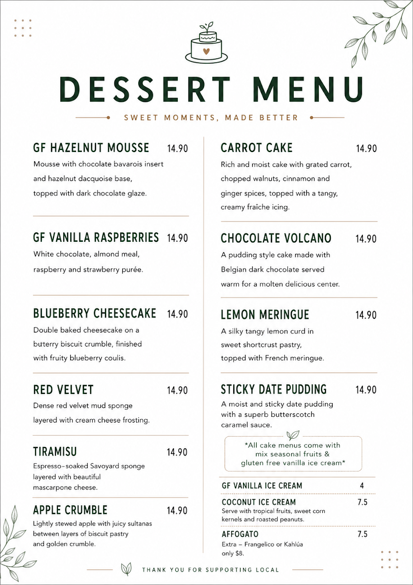 Menu, Limelight Cafe & Restaurant