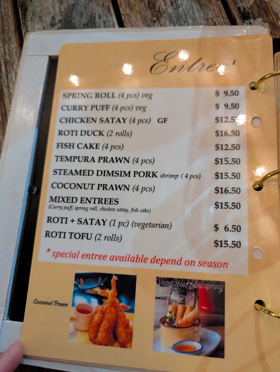 Menu, Thai Banyantree Coogee