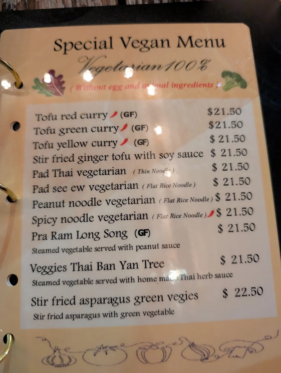 Menu, Thai Banyantree Coogee