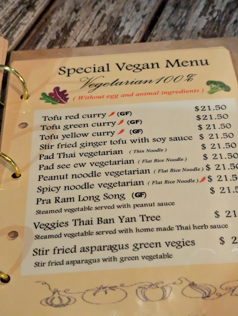 Menu, Thai Banyantree Coogee