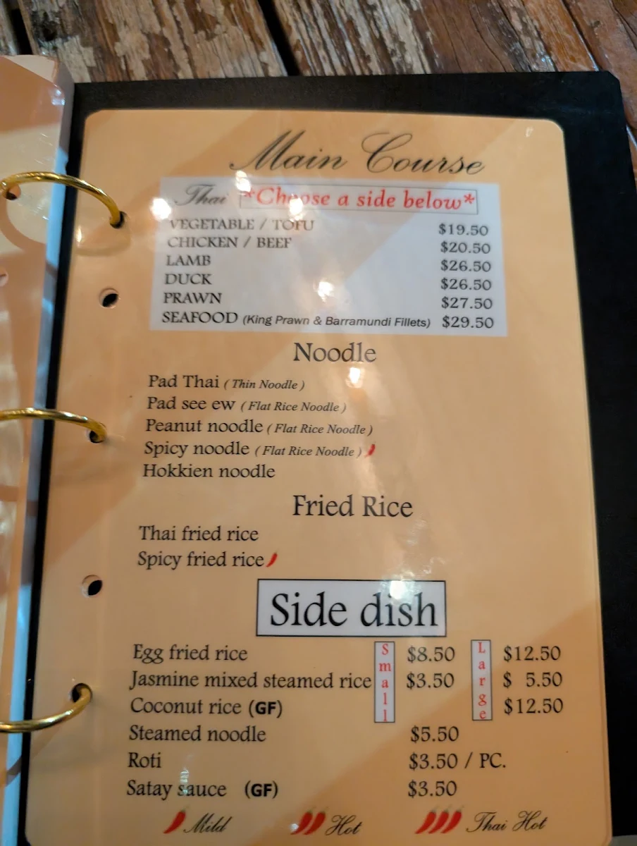Menu, Thai Banyantree Coogee
