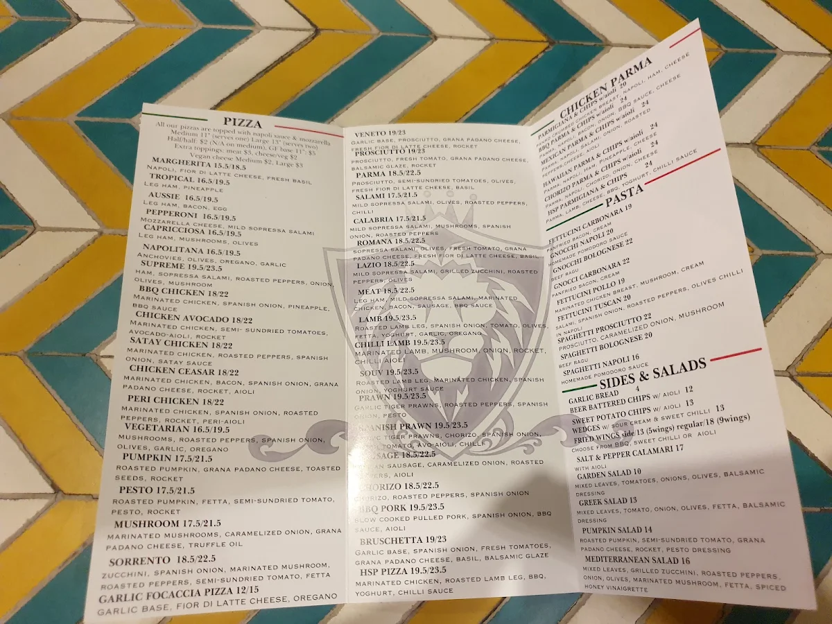 Menu, Pizzeria Express