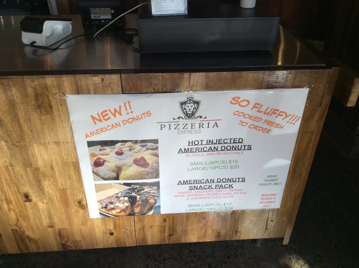 Menu, Pizzeria Express